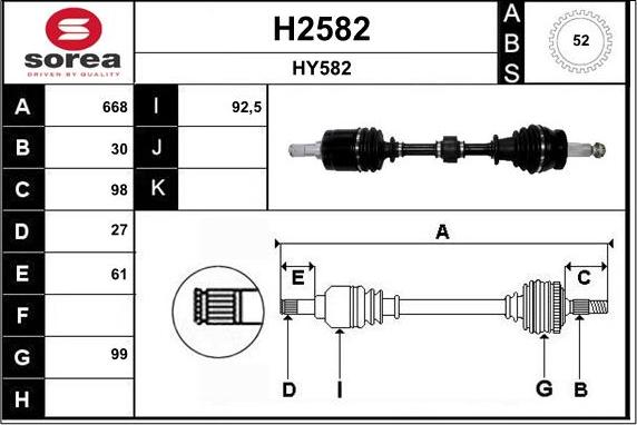 SNRA H2582 - Приводной вал autospares.lv