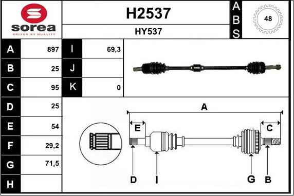 SNRA H2537 - Приводной вал autospares.lv