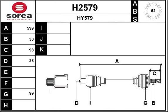 SNRA H2579 - Приводной вал autospares.lv