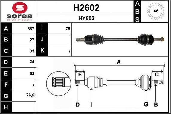 SNRA H2602 - Приводной вал autospares.lv