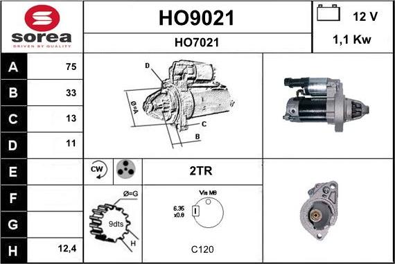 SNRA HO9021 - Стартер autospares.lv