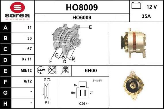 SNRA HO8009 - Генератор autospares.lv