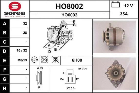 SNRA HO8002 - Генератор autospares.lv