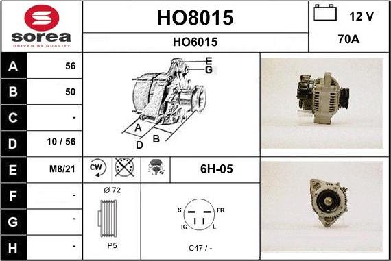 SNRA HO8015 - Генератор autospares.lv