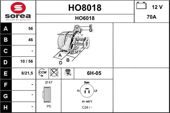 SNRA HO8018 - Генератор autospares.lv