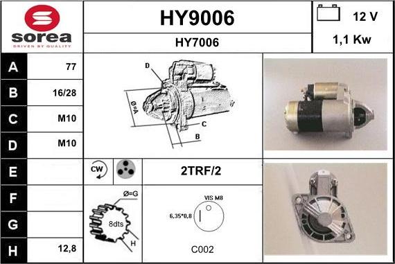 SNRA HY9006 - Стартер autospares.lv