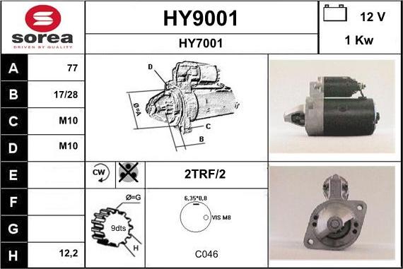 SNRA HY9001 - Стартер autospares.lv