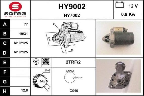 SNRA HY9002 - Стартер autospares.lv