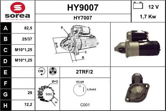 SNRA HY9007 - Стартер autospares.lv