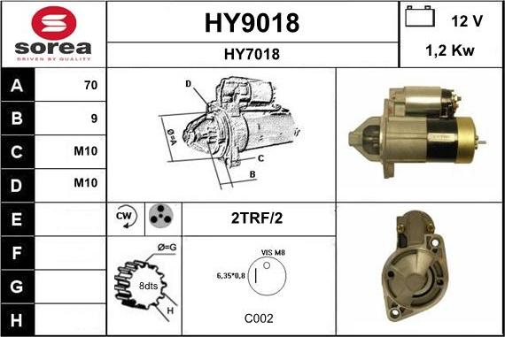 SNRA HY9018 - Стартер autospares.lv