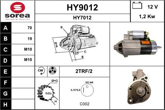 SNRA HY9012 - Стартер autospares.lv