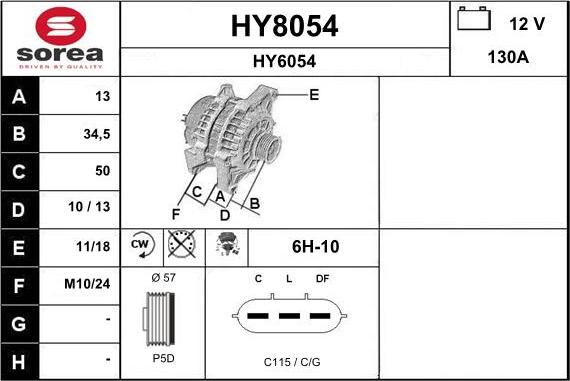 SNRA HY8054 - Генератор autospares.lv