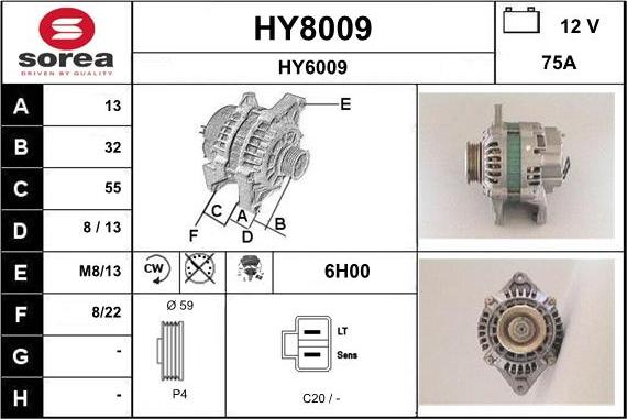 SNRA HY8009 - Генератор autospares.lv