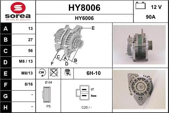 SNRA HY8006 - Генератор autospares.lv
