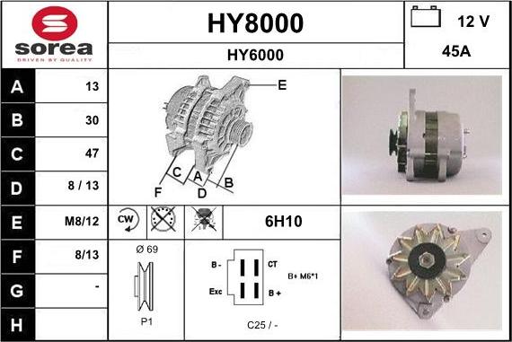 SNRA HY8000 - Генератор autospares.lv