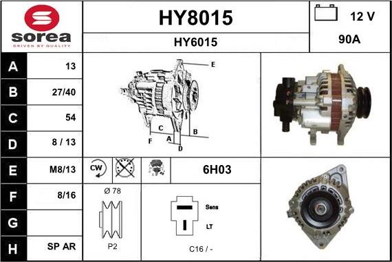 SNRA HY8015 - Генератор autospares.lv