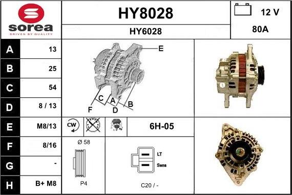 SNRA HY8028 - Генератор autospares.lv