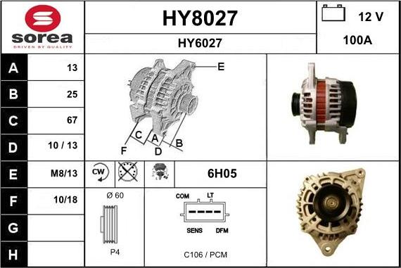 SNRA HY8027 - Генератор autospares.lv