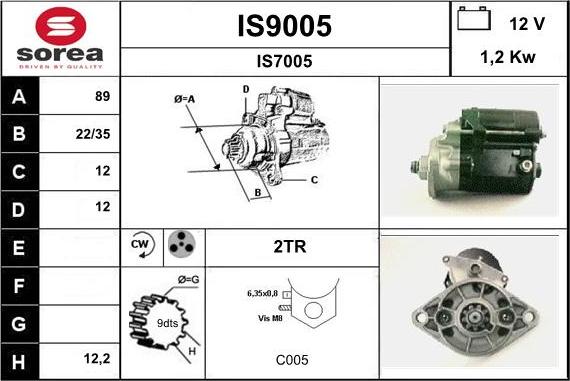 SNRA IS9005 - Стартер autospares.lv