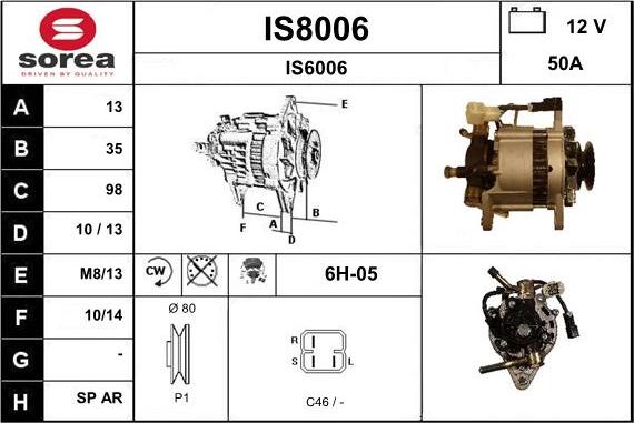 SNRA IS8006 - Генератор autospares.lv