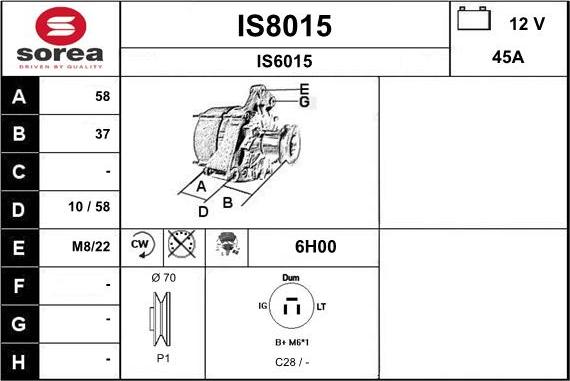 SNRA IS8015 - Генератор autospares.lv