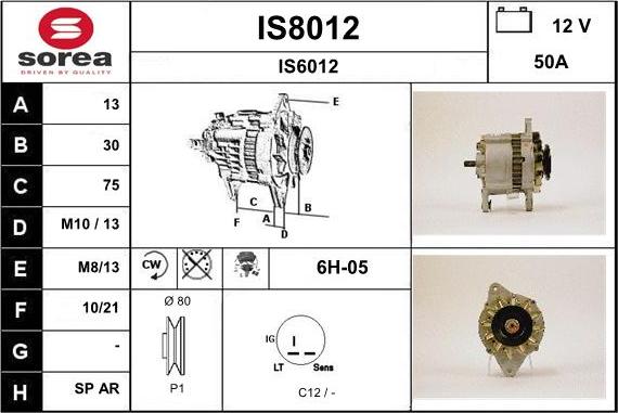 SNRA IS8012 - Генератор autospares.lv