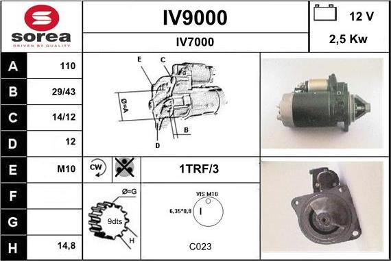 SNRA IV9000 - Стартер autospares.lv