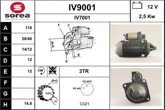 SNRA IV9001 - Стартер autospares.lv
