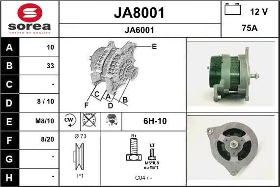 SNRA JA8001 - Генератор autospares.lv