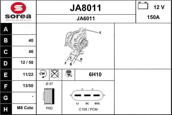 SNRA JA8011 - Генератор autospares.lv