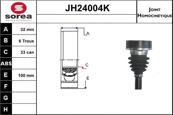 SNRA JH24004K - Шарнирный комплект, ШРУС, приводной вал autospares.lv