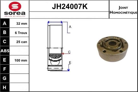 SNRA JH24007K - Шарнирный комплект, ШРУС, приводной вал autospares.lv