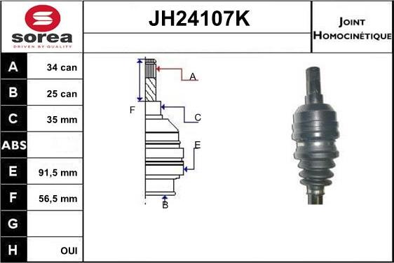 SNRA JH24107K - Шарнирный комплект, ШРУС, приводной вал autospares.lv