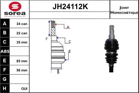 SNRA JH24112K - Шарнирный комплект, ШРУС, приводной вал autospares.lv