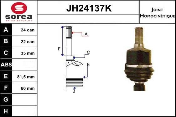 SNRA JH24137K - Шарнирный комплект, ШРУС, приводной вал autospares.lv