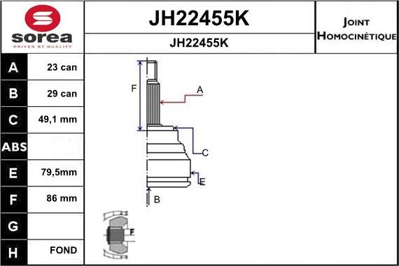 SNRA JH22455K - Шарнирный комплект, ШРУС, приводной вал autospares.lv