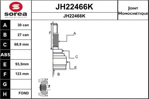 SNRA JH22466K - Шарнирный комплект, ШРУС, приводной вал autospares.lv