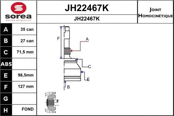 SNRA JH22467K - Шарнирный комплект, ШРУС, приводной вал autospares.lv