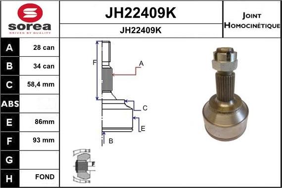 SNRA JH22409K - Шарнирный комплект, ШРУС, приводной вал autospares.lv