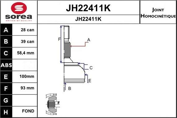 SNRA JH22411K - Шарнирный комплект, ШРУС, приводной вал autospares.lv