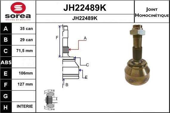 SNRA JH22489K - Шарнирный комплект, ШРУС, приводной вал autospares.lv