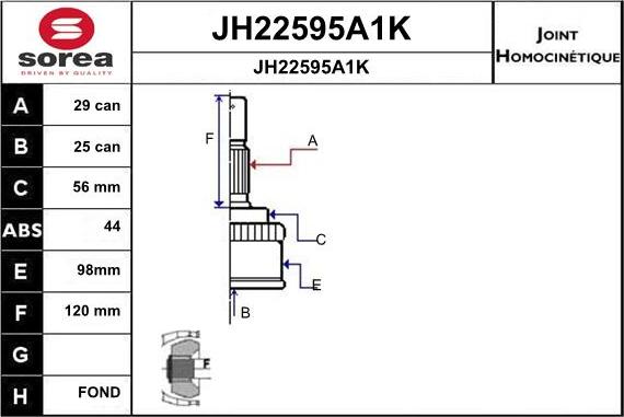 SNRA JH22595A1K - Шарнирный комплект, ШРУС, приводной вал autospares.lv
