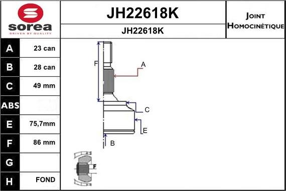 SNRA JH22618K - Шарнирный комплект, ШРУС, приводной вал autospares.lv