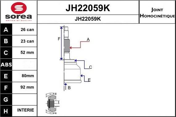 SNRA JH22059K - Шарнирный комплект, ШРУС, приводной вал autospares.lv