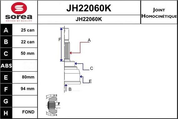 SNRA JH22060K - Шарнирный комплект, ШРУС, приводной вал autospares.lv