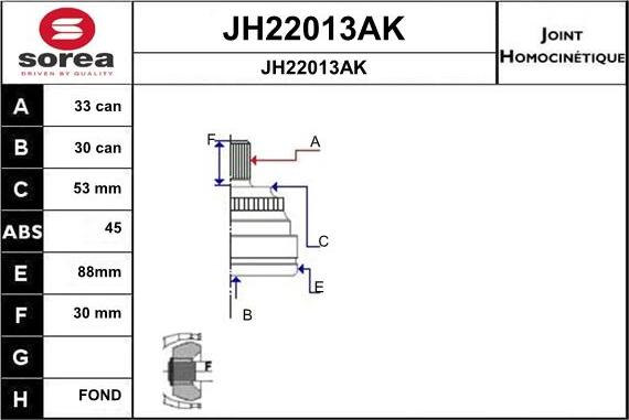 SNRA JH22013AK - Шарнирный комплект, ШРУС, приводной вал autospares.lv