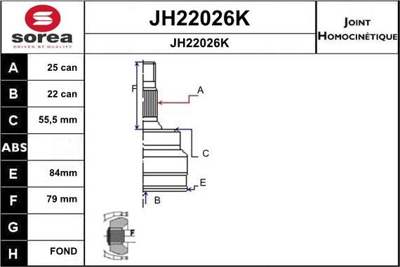 SNRA JH22026K - Шарнирный комплект, ШРУС, приводной вал autospares.lv