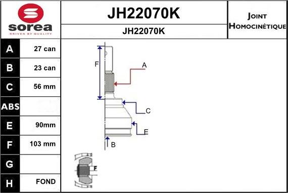 SNRA JH22070K - Шарнирный комплект, ШРУС, приводной вал autospares.lv