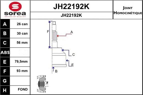 SNRA JH22192K - Шарнирный комплект, ШРУС, приводной вал autospares.lv