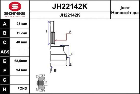 SNRA JH22142K - Шарнирный комплект, ШРУС, приводной вал autospares.lv